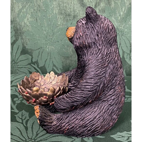 Department 56 Bear Resin Figurine with small metal bowl - Picture 4 of 8